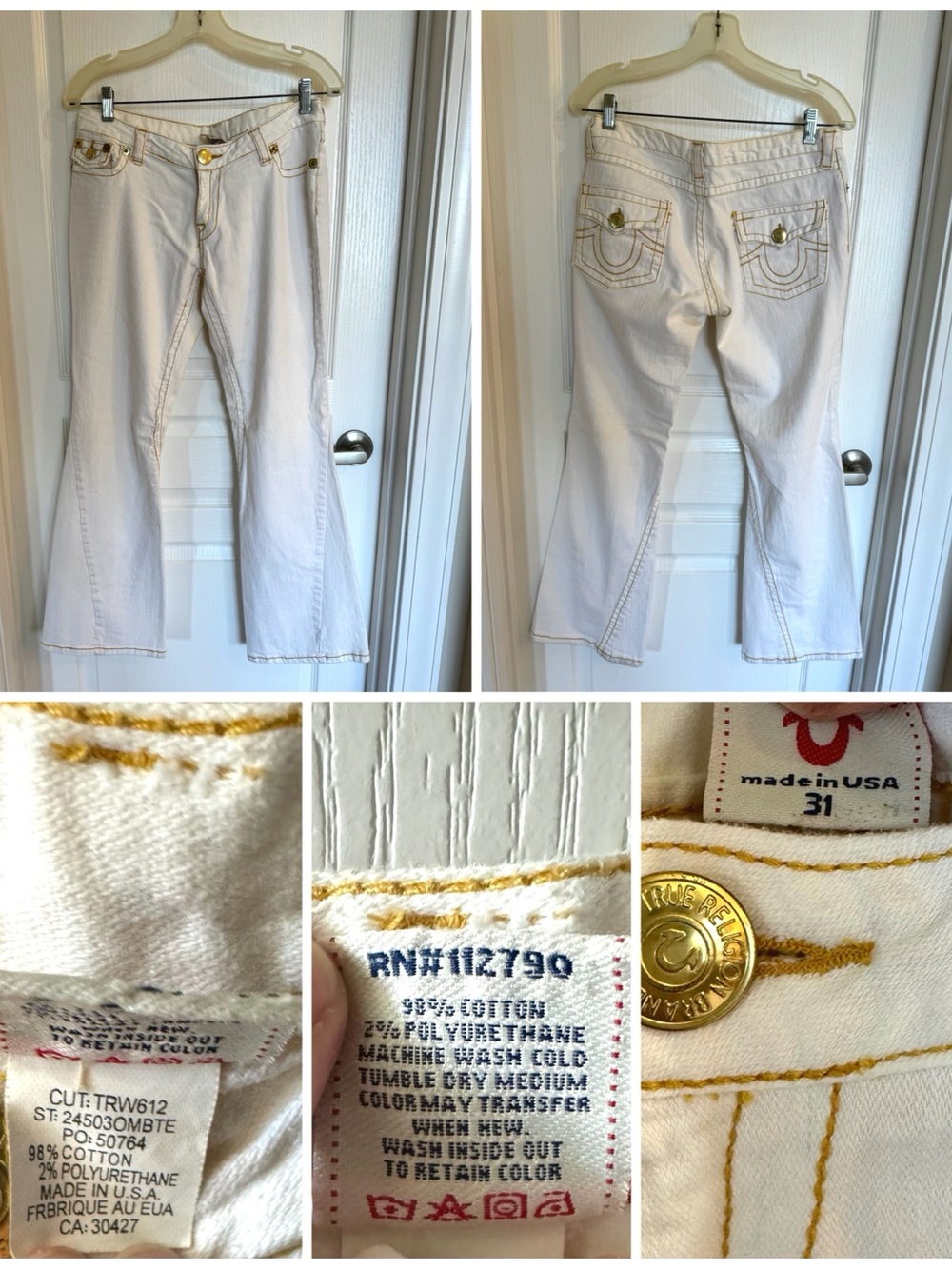 Authentic True Religion White Low-Rise Flare Jeans